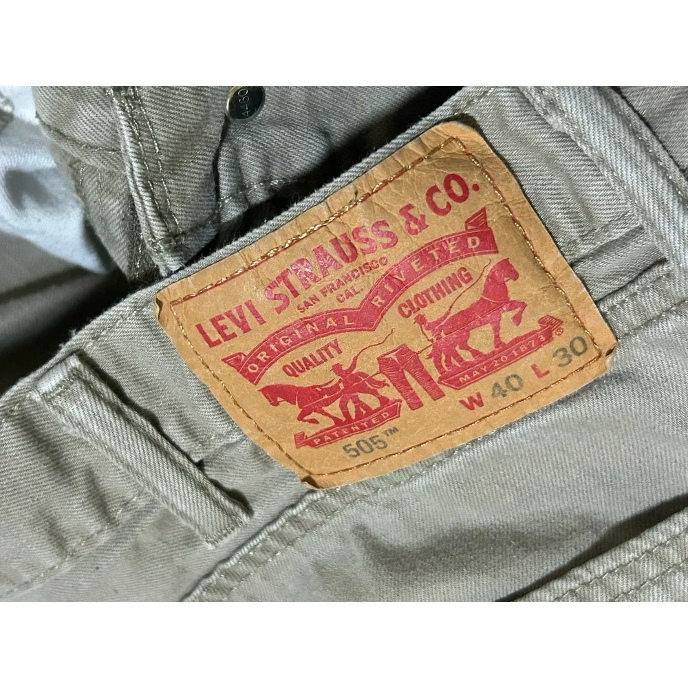 Levi's 505 Men's Regular Straight Jeans Tan 40x30 5-Pocket Cotton White Tab